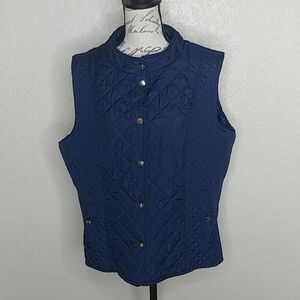 New Directions Quilted Vest With Pockets Blue Size XL